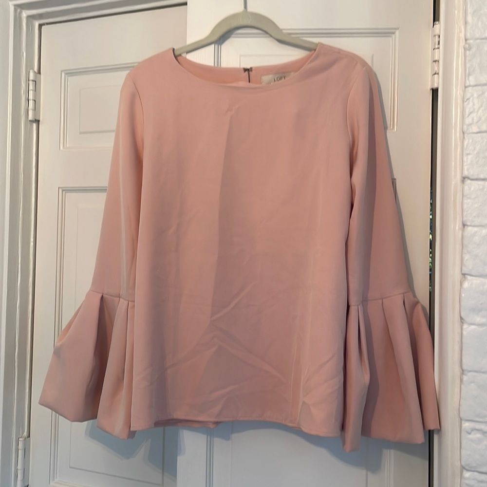 Loft soft pink blouse. Bell sleeves
